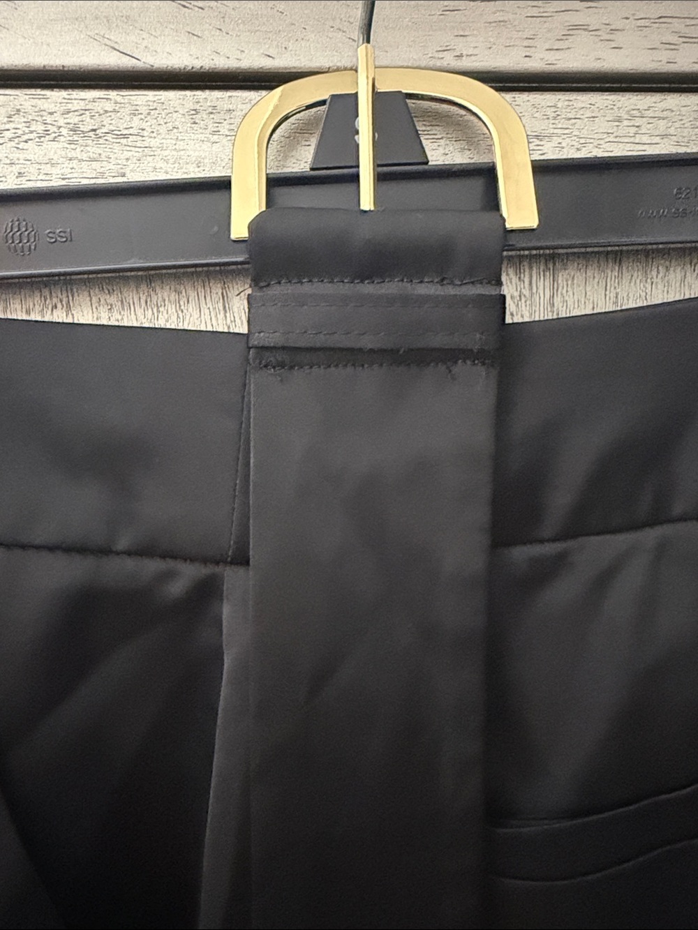 Classic Black Straight-Leg Dress Pants with gold buckle belt - Picture 4 of 6